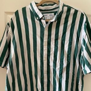 Old Navy Short-sleeve Green Striped Button-down